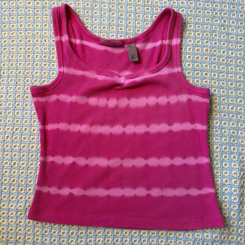 L.E.I. Relaxed Pink Tie Dye Cotton Boho Sweetheart Tank Top Petite Medium